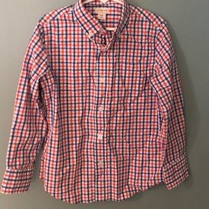 Boys Orange and Blue Checkered Button Down
